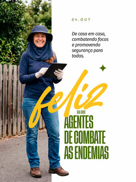 Dia dos Agentes de Combate &agrave;s Endemias Post Card Insta Template Banner