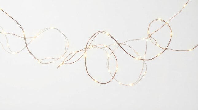 Twisted string lights against a plain background, creating a soft, glowing effect.