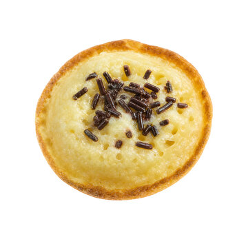 Small round Indonesian kue cubit mini pancake with puffy soft center Isolated on White Background