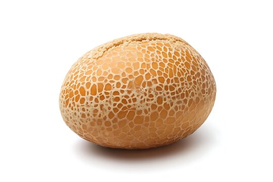A single round loaf of dutch crunch bread isolated on white background