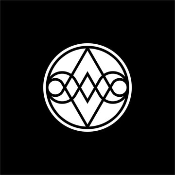 Double rim circular AV or VA monogram with clean geometric infinity loop. Perfect for asset management, tech startups, biotech, plus consulting.