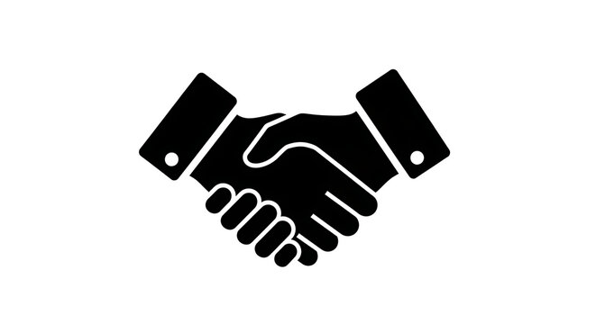 Black handshake icon isolated on a transparent background