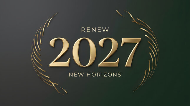 Happy New Year 2027, holiday greeting and luxury banner for business vision with golden text. Festive background, elegant decoration and renewal for marketing, corporate event and celebration growth