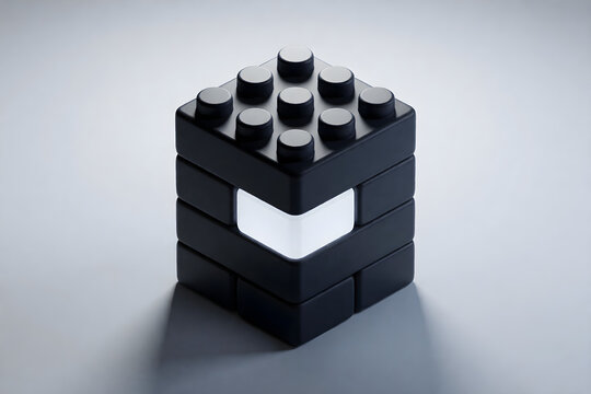 3d building blocks stacked into a tower