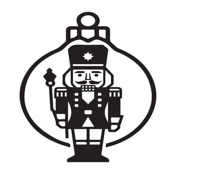 Nutcracker soldier inside a christmas bauble silhouette with glass ball graphic resource nutcracker christmas ornament silhouette illustration