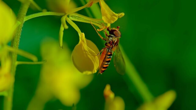 Hoverfly Foraging on a Vibrant Yellow Flower