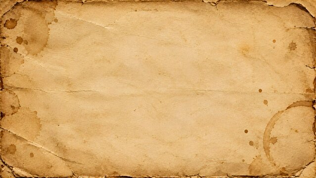 Aged parchment paper with coffee stains presents a vintage textured background