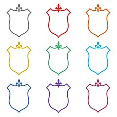 Shield fleur de lis sign icon isolated on white background. Set icons colorful © sljubisa