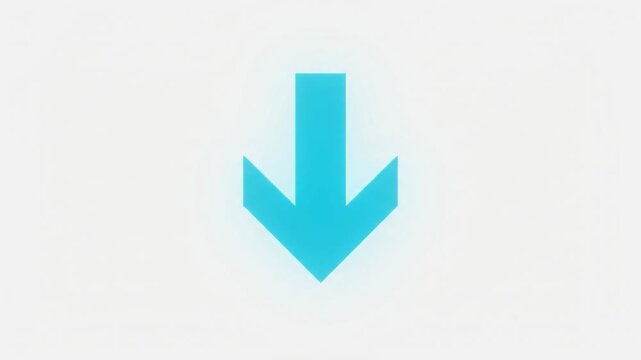 minimalist blue 3d arrow pointing down on white background