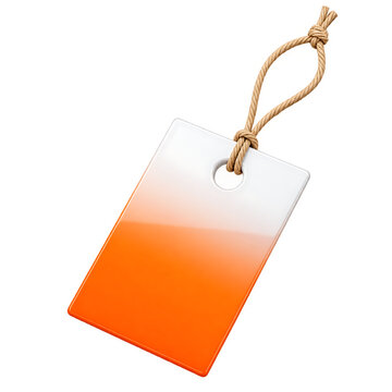 Orange Gradient Blank Hang Tag with Jute String Isolated on Transparent Background
