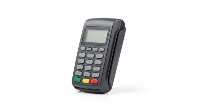 POS terminal payment machine, modern credit card reader device, wireless electronic payment hardware for retail isolated PNG with Transparent Background