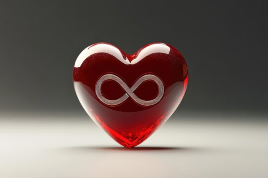A heart with an infinity symbol engraved in its center representing endless love
