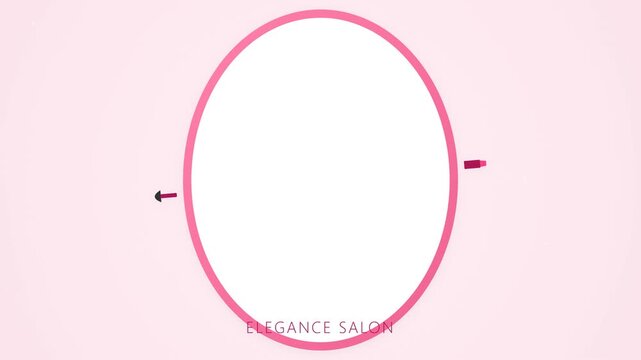 Beauty salon logo animation with revolving makeup icons on pink background