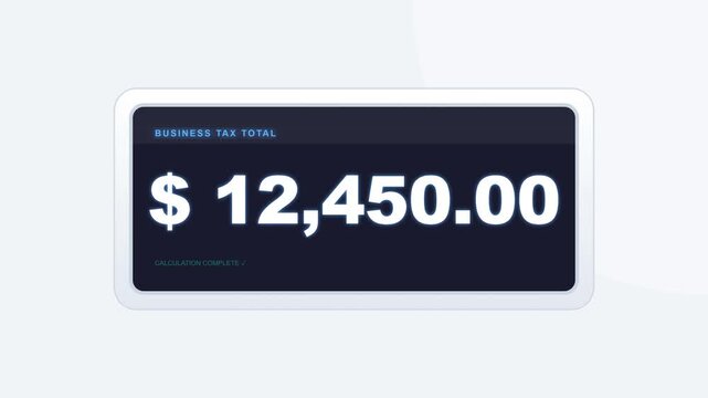 Business tax total counter animation showing increasing dollar amounts