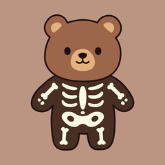 Obraz premium Cute Teddy Bear Wearing Skeleton Costume Halloween Vector