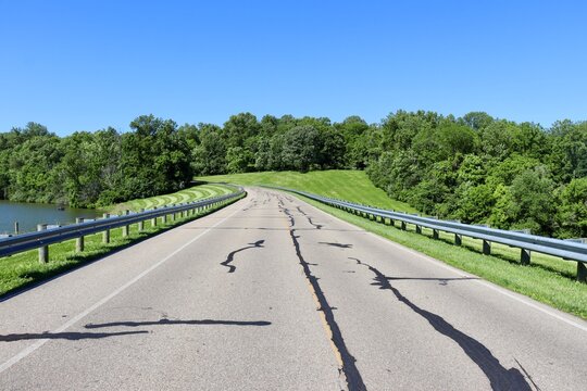 The long road in the country on a sunny day.