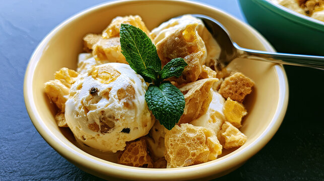 summer kiwi honeycomb crunch ice cream treat