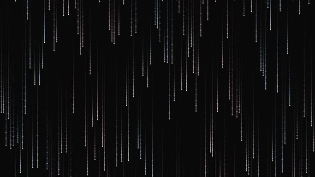 Digital white rain falling on a black background