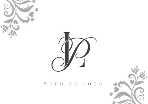 LP initial monogram typography for wedding invitation card