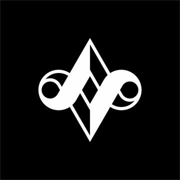 Unique AV or VA monogram blending bold fluid infinity strokes with a sharp geometric diamond frame. Ideal for fintech innovation, creative agencies, IT systems, plus media.