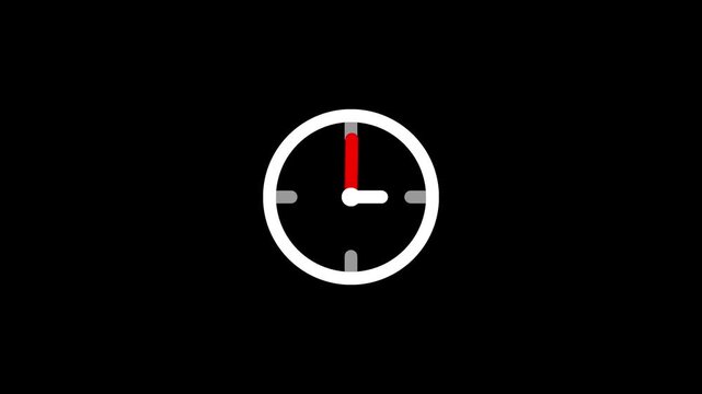 A minimalist white analog clock faces with moving red hands indicating the passage of times on a pitch background, crafting for deadline concepts, urgent countdowns, and business scheduling.