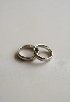 Marriage and commitment concept two silver wedding rings resting on a textured surface love partnership and eternal bond in a simple style