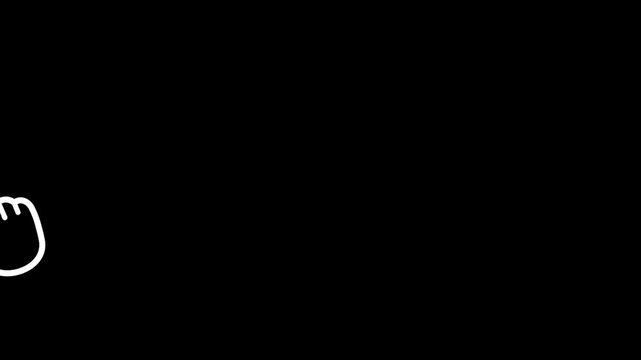 A solid white hand pointing cursors moving to click an invisible target against a dark background, signifying online interaction, user choices, website navigation, and app usability testing.