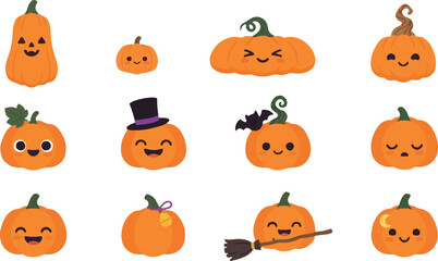 Fototapeta premium Creative pumpkin design bundle featuring festive autumn harvest elements for seasonal holiday decorations and fall graphic projects