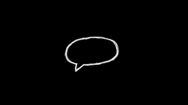 A smooth white outline rounded speech bubbles animation appearing against a pitch black screen, ideal for displaying user quotes, online forum dialogues, and minimalist communication styles.