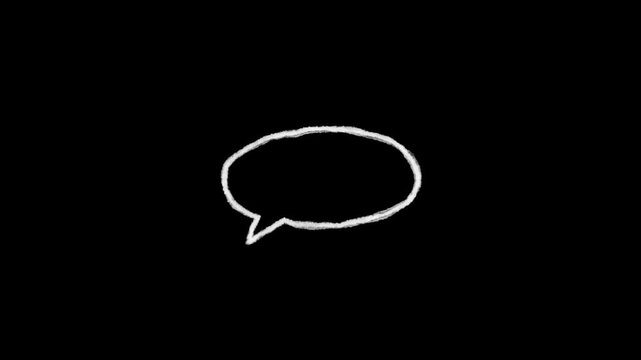 An elegant oval shaped white outline speech bubbles graphic popping up seamlessly over a dark background, providing a clean visual element for dialogue scenes and online forum conversations.