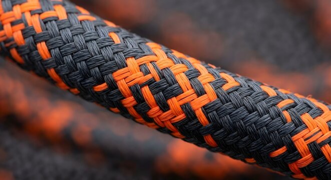 Extreme macro of a braided nylon elastomer cable texture