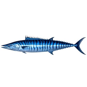 Blue striped wahoo fish swimming with predator