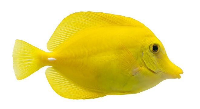 Bright yellow tang fish with tropical, aquarium
