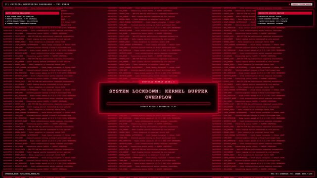Red Cyber Attack Alert Root Access Revoked Security Breach Dashboard Animation.