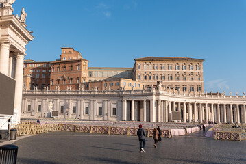 Rome, Italy - March 30, 2026 - St Peters Square and Apostolic Palace in Vatican City © imagoDens