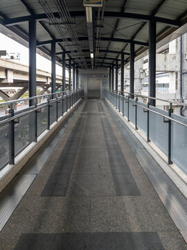 Modern Pedestrian Bridge Elevated Walkway Perspective