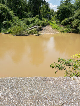 Broken Concrete Bridge Damaged by Flash Flood