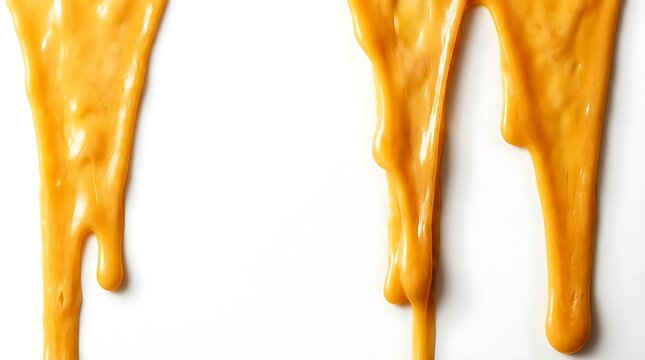 Multiple streams of thick yellow liquid dripping vertically.