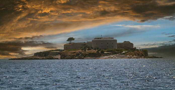 Mamula Island, with its famous Austro-Hungarian fortress, located at the entrance to the Bay of Kotor in the Adriatic Sea, in Montenegro.