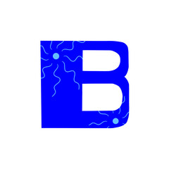 Blue capital letter B illustration with wave pattern  © Shalycea