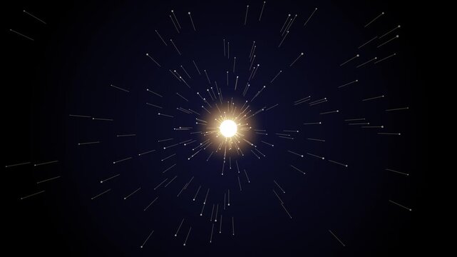 Abstract Celestial Hyperspace Jump Starburst Seamless Loop Animation, Glowing Light Streaks in Space