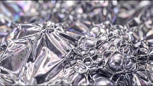 Silver iridescent film, Cloud computing background formed by ultra-thin metallic film with shifting silver-violet interference colors, broad cool illu