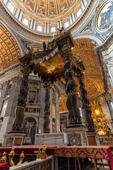 Rome, Italy - March 30, 2026 - Dome and baldachin of the main altar inside Saint Peters Basilica Rome © imagoDens