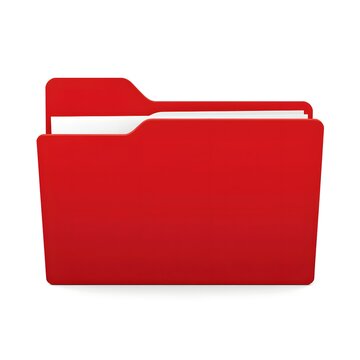 A bright red office folder isolated on a white background.