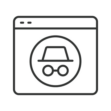Incognito mode in internet browser icon in line design