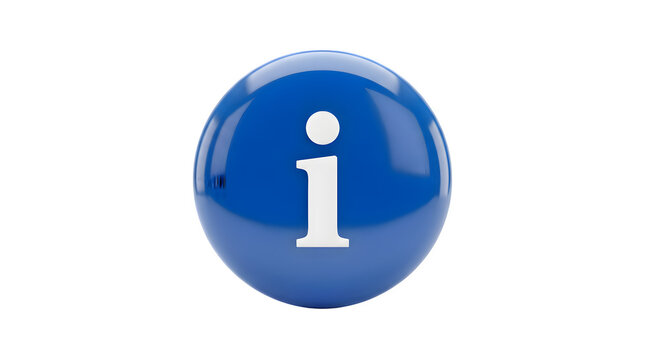 Blue information icon button with information interface customer question