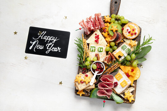 Delicious Christmas Charcuterie board with snacks.