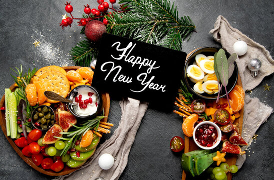 Variety of Christmas healthy snacks.