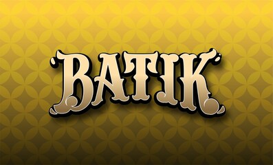 Exclusive 3d golden batik typography text design on vibrant yellow background featuring subtle traditional floral pattern creating a premium cultural presentation backdrop. © freesho