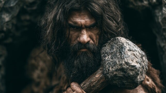 caveman with his stone axe